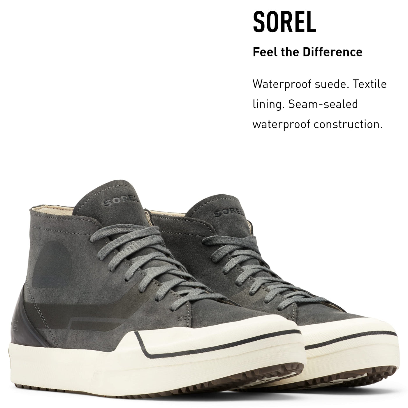 Sorel Men's Grit Sneaker Chukka WP — Waterproof Suede Sneakers 11.5 Grill, Sea Salt