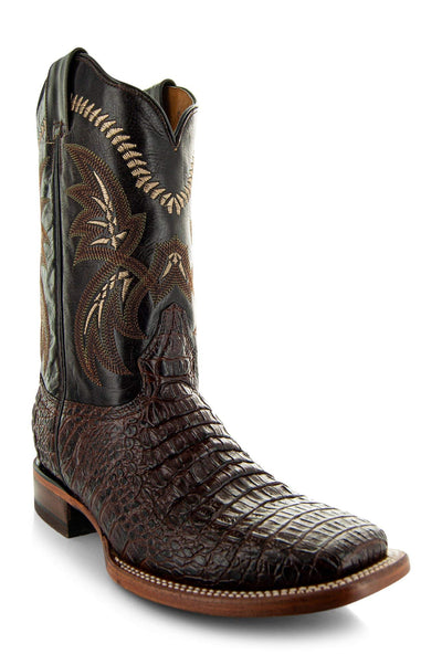 Soto Boots Men's Caiman Belly Print Cowboy Boots H4001 (Brown,9)