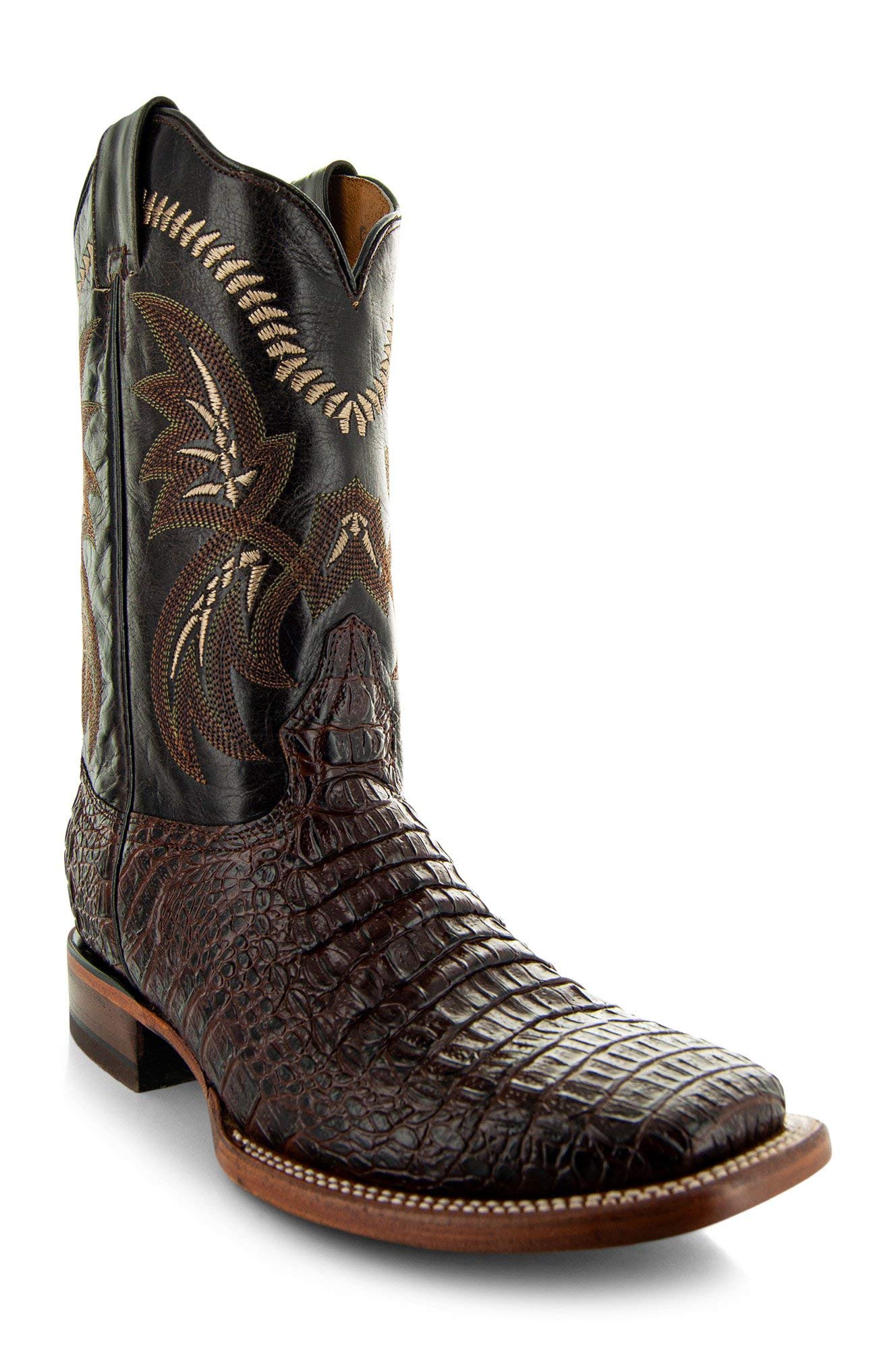 Soto Boots Men's Caiman Belly Print Cowboy Boots H4001 (Brown,10)