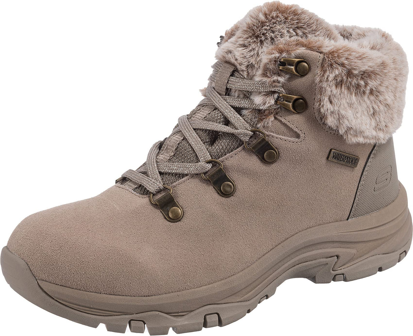 Skechers Women's Bootie Ankle Boot 9 Taupe Suede Nylon