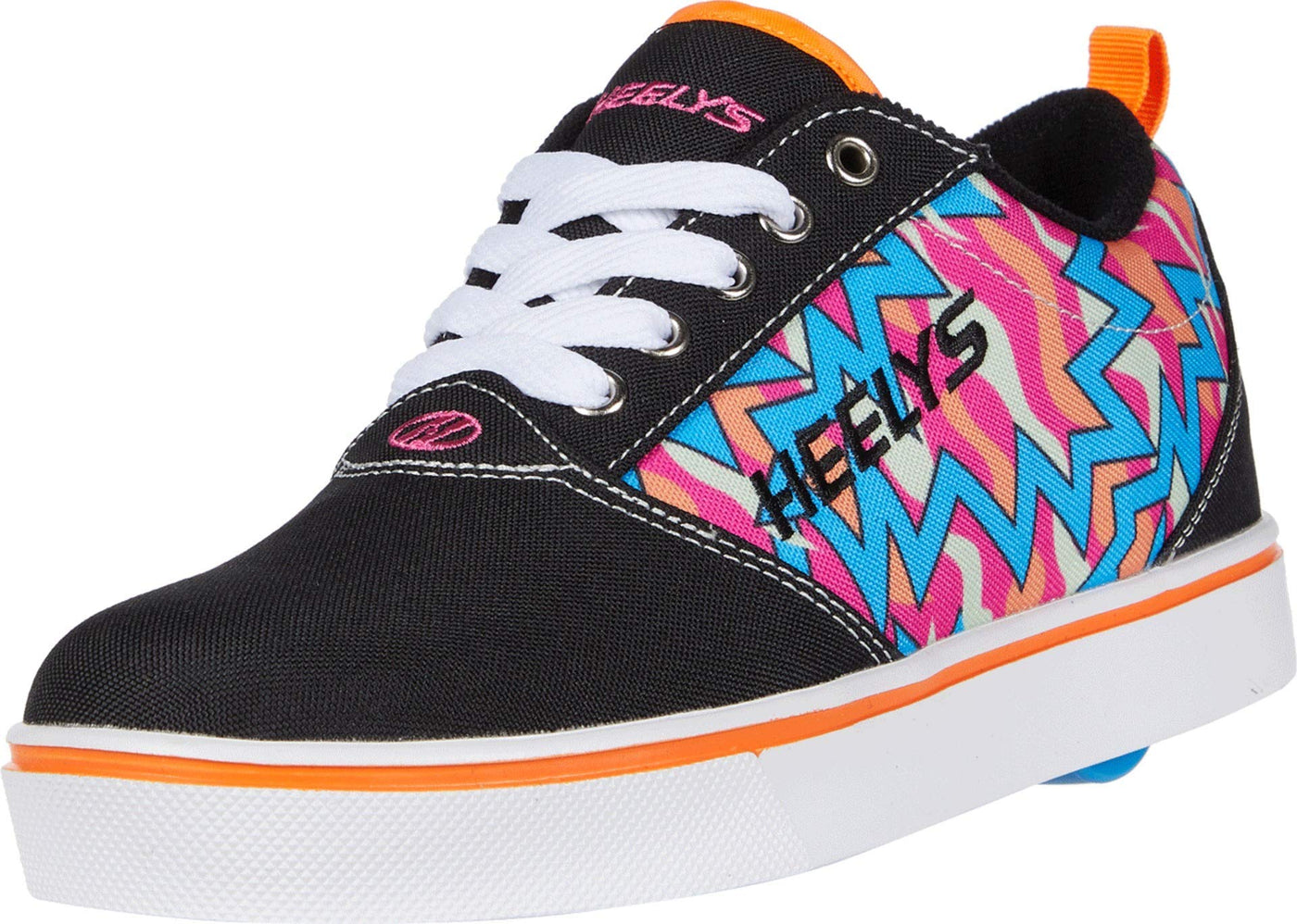 HEELYS Pro 20 Prints Sneakers Skate Shoes (Little Kid/Big Kid/Adult) - Durable Canvas Upper Black/Pink/Orange/Cyan 13 Little Kid M