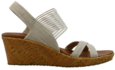 Skechers Cali Womens Beverlee-High Tea Wedge Sandal,natural,7 M US