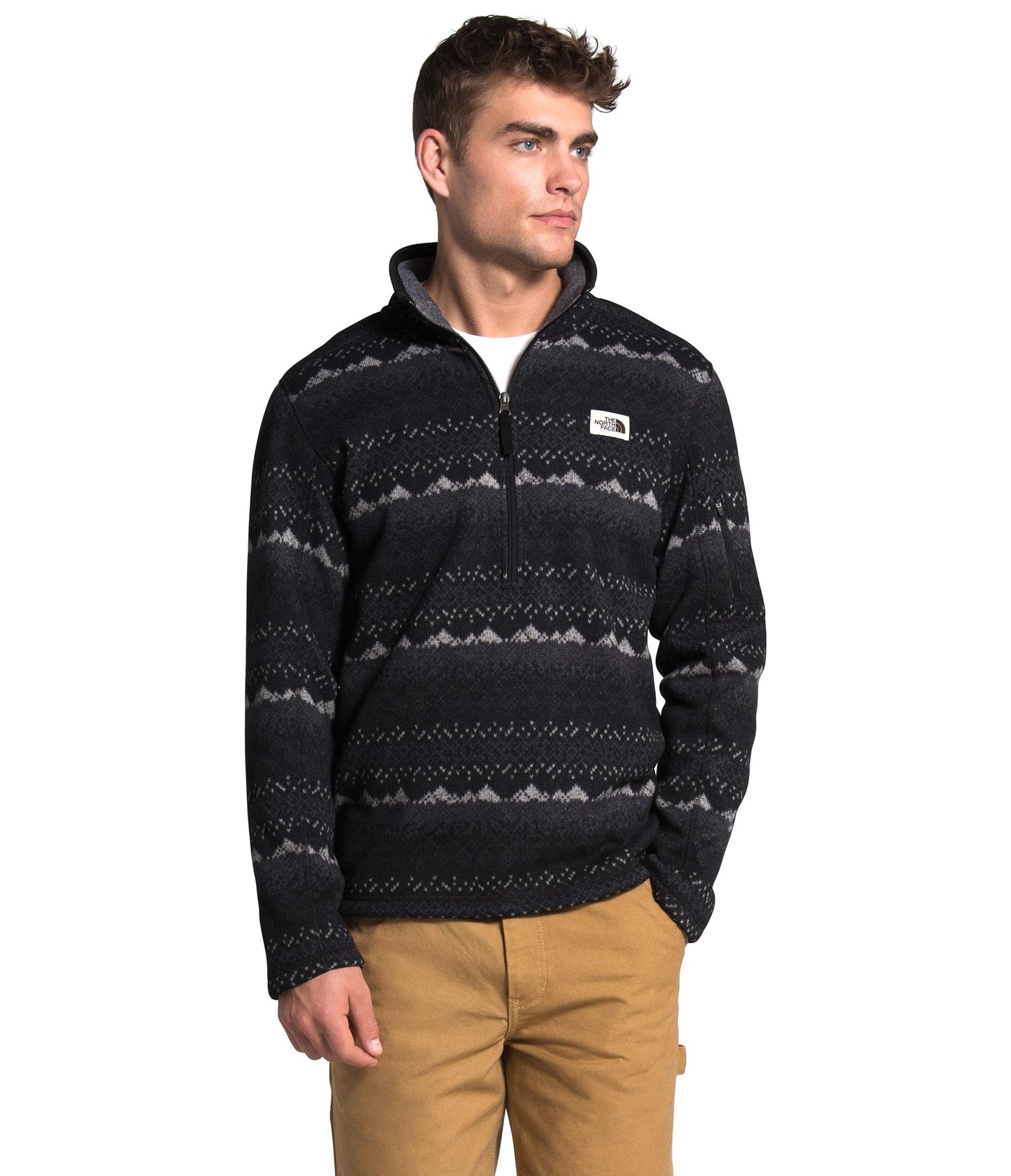 THE NORTH FACE Men's Gordon Lyons ¼ Zip Pullover, TNF Black Landscape Print, Small