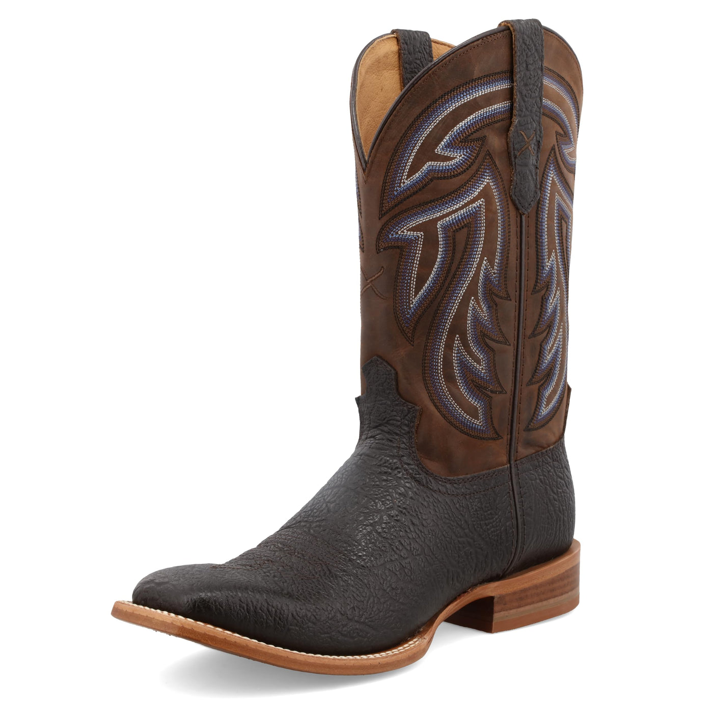 Twisted X Men's 12" Rancher, Wide Square Toe with CellSole, Black & Coffee, 13 D