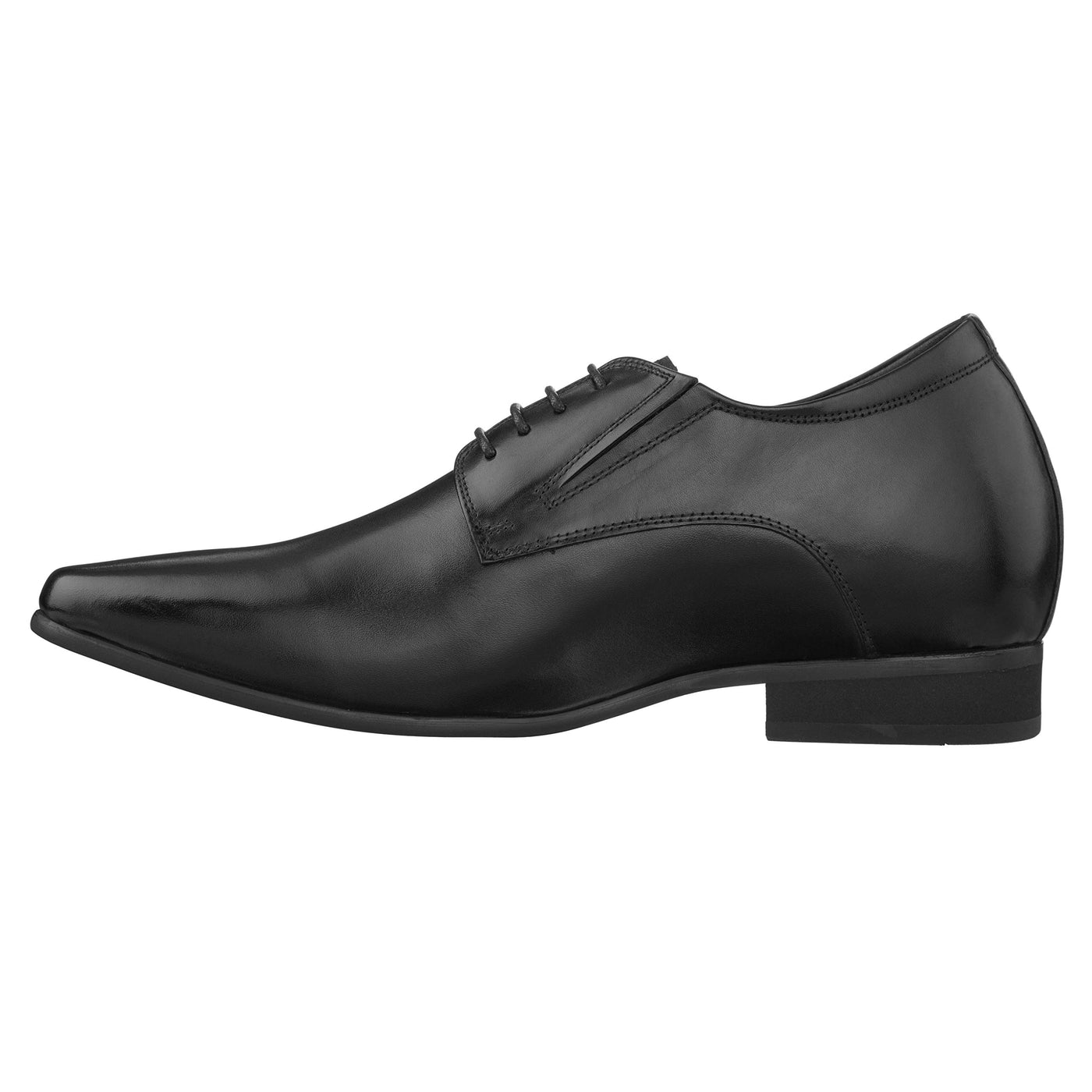 CALTO Men's Invisible Height Increasing Elevator Shoes - Black Premium Leather Lace-up Formal Derby Oxfords - 3 Inches Taller - Y5051 - Size 11.5 D(M) US