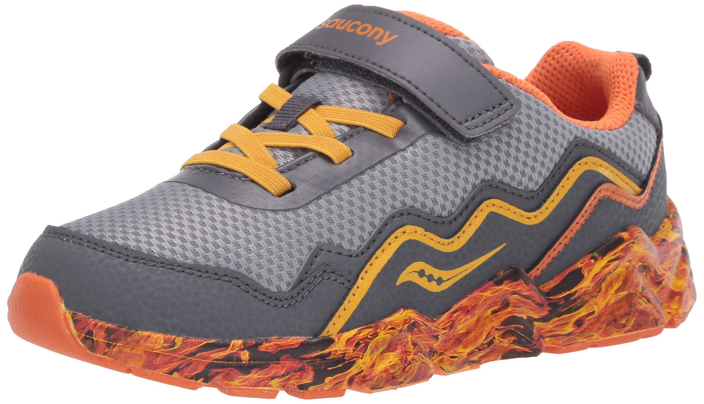 Saucony Boys' Flash A/C 2.0 Sneaker, Grey flame, 4.5 Wide