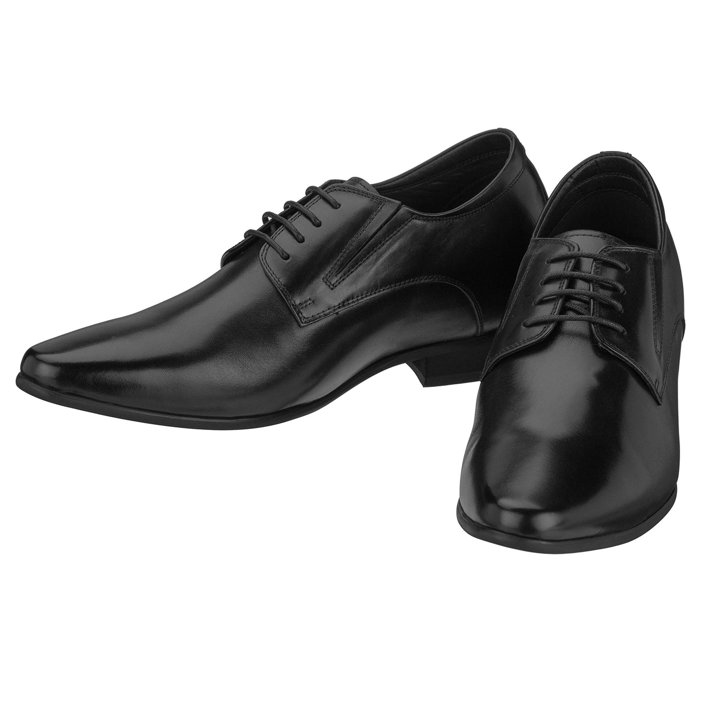 CALTO Men's Invisible Height Increasing Elevator Shoes - Black Premium Leather Lace-up Formal Derby Oxfords - 3 Inches Taller - Y5051 - Size 11.5 D(M) US