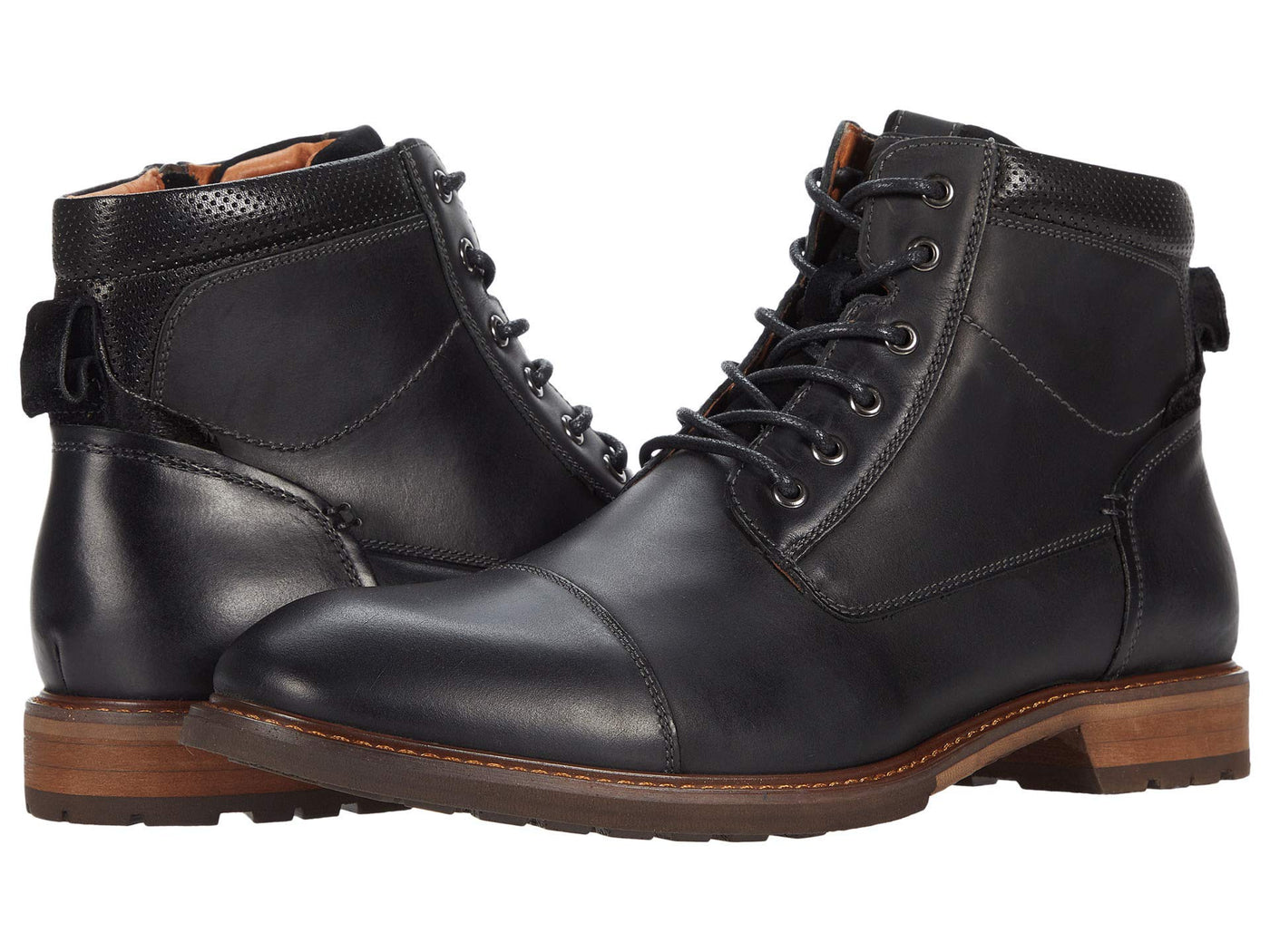 Florsheim Lodge Cap Toe Lace-Up Boot Black Crazy Horse 11 W (3E)