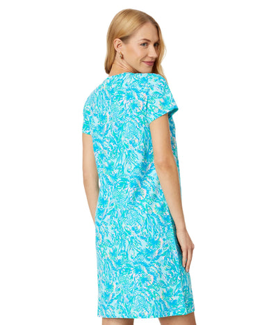 Lilly Pulitzer Etta Dress Surf Blue Coral of The Story XXS