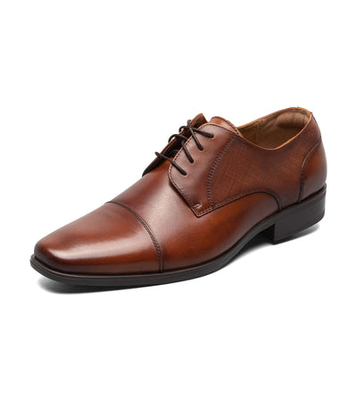 Florsheim Jackson Cap Toe Oxford Formal Shoe for Men - Leather Upper with Man-Made Lining, Snipped Toe, and Blind Eyelets Cognac 7.5 M (D)