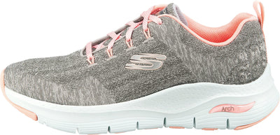 Skechers Women's Arch Fit Comfy Wave Sneaker 11 Gray Knit Pink Trim