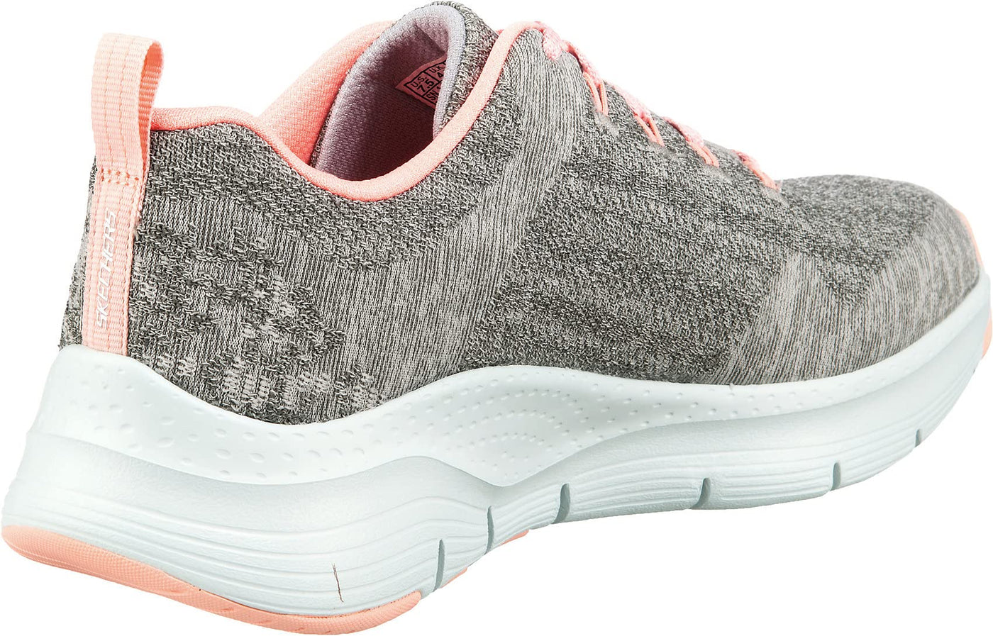 Skechers Women's Arch Fit Comfy Wave Sneaker 11 Gray Knit Pink Trim