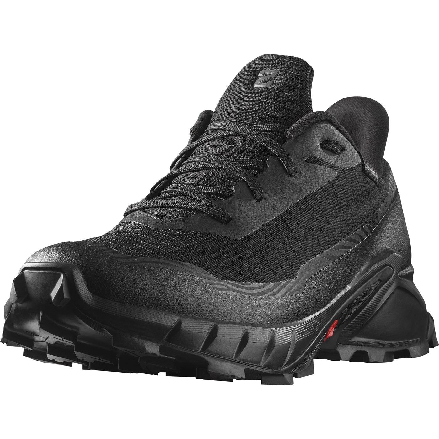 Salomon Men's ALPHACROSS 5 GORE-TEX Trail Running Shoes for Men, Black / Black / Ebony, 8.5