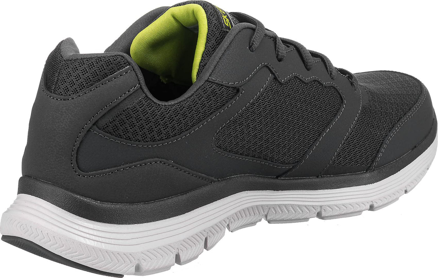 Skechers Men's Low-Top Trainer Sneaker, Charcoal Leather Mesh Pu Trim, 10