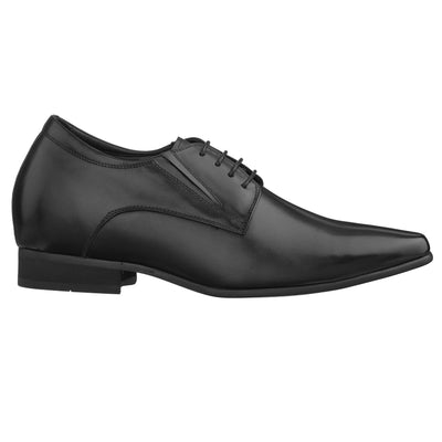 CALTO Men's Invisible Height Increasing Elevator Shoes - Black Premium Leather Lace-up Formal Derby Oxfords - 3 Inches Taller - Y5051 - Size 11.5 D(M) US