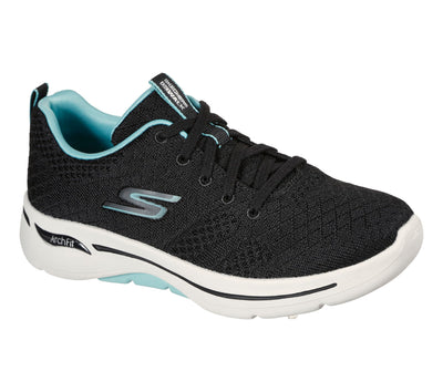 Skechers Women's Go Walk Arch Fit Unify Sneaker 8 Wide Black/Aqua