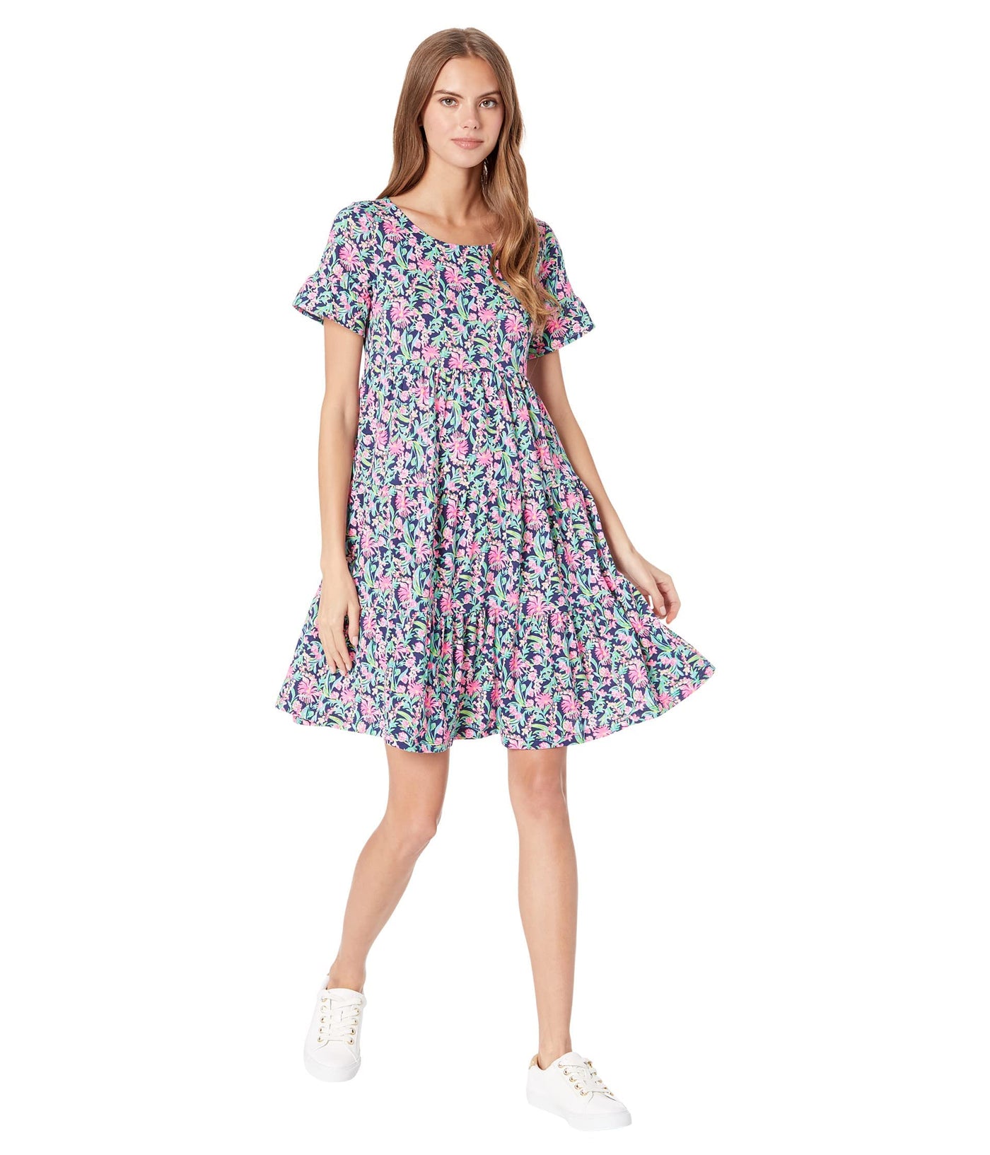 Lilly Pulitzer Jodee Dress Low Tide Navy Garden Variety XS