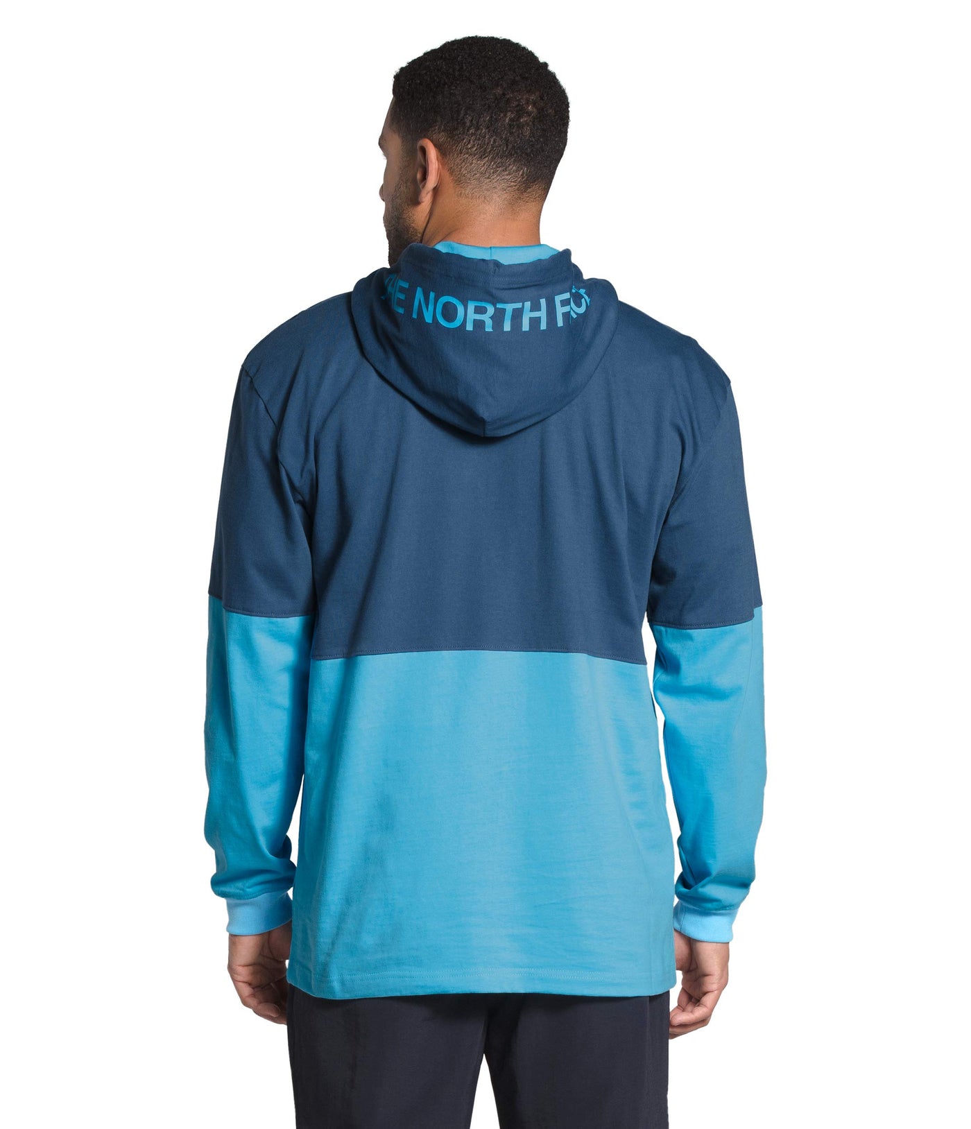 THE NORTH FACE Men’s Heavyweight Half-And-Half Pullover Hoodie, Shady Blue/Ethereal Blue, X-Large