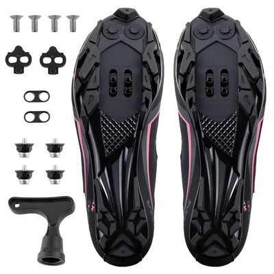 Venzo Women's MTB Bike Bicycle Cycling Shoes with Multi-Function Clip-Less Pedals & Cleats - Compatible with Shimano SPD & Crankbrother System 11 Pink