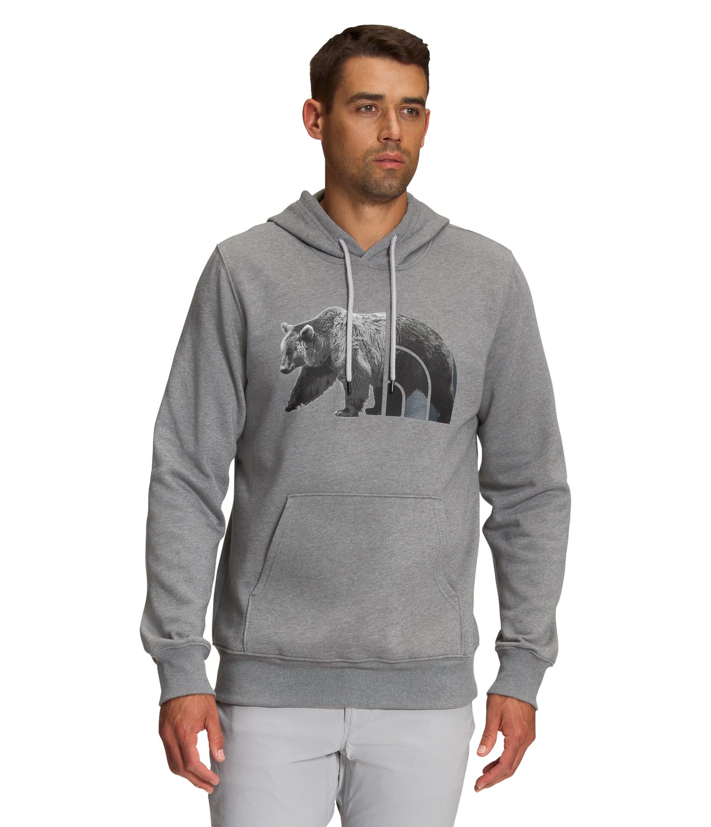 The North Face Men's TNF Bear Pullover Hoodie, TNF Meld Grey Heather/TNF Black, XX-Large