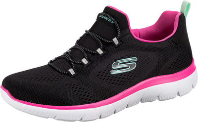 Skechers Sport Women's Women's Perfect Views Sneaker, BKHP=Black/Hot Pink, 7