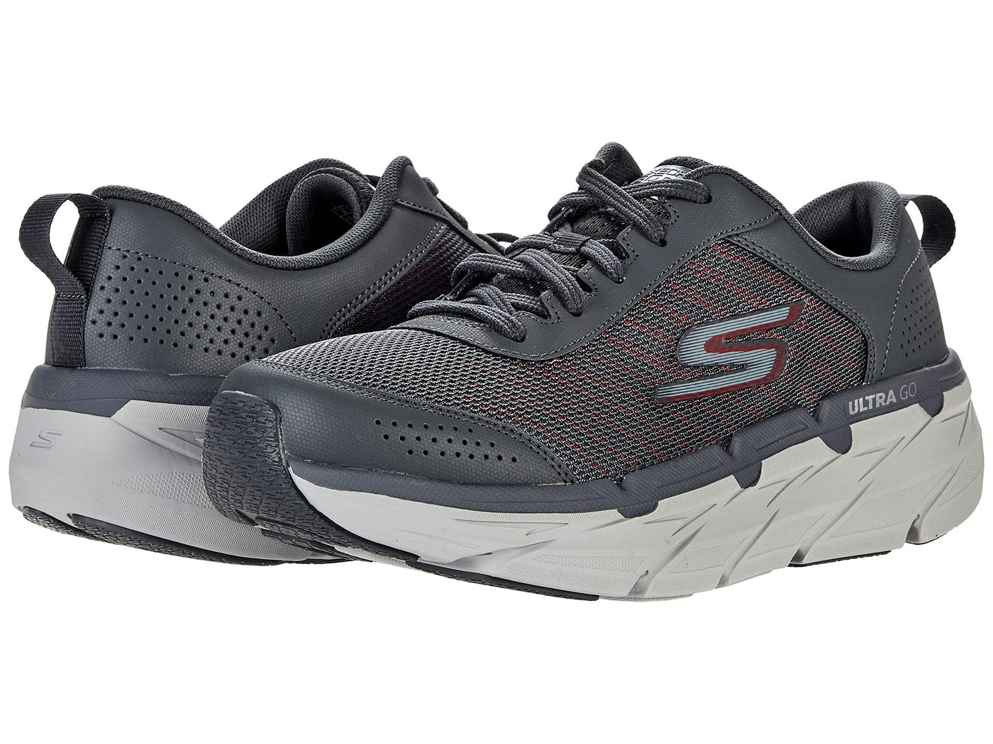 Skechers Max Cushioning Premier - Paragon Charcoal/Red 10.5 D (M)