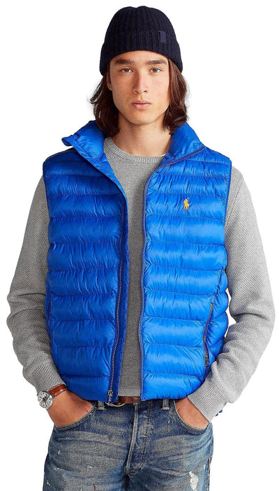 POLO RALPH LAUREN Mens Full Zip Puffer Vest (Large, Sapphire Blue.)