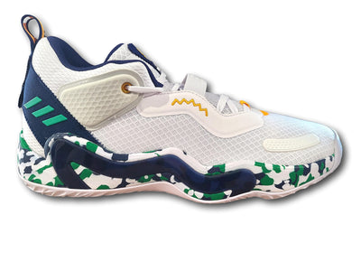 adidas Unisex-Adult D.O.N. Issue 3 Basketball Shoe, White/Navy Blue/Tea Green, 08 mens