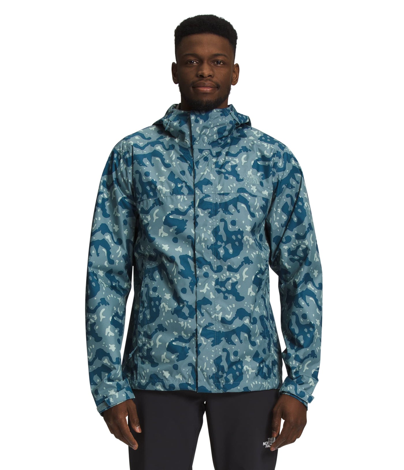 THE NORTH FACE Men’s Venture 2 Waterproof Hooded Rain Jacket (Standard and Big & Tall Size), Goblin Blue Frog Texture Print, X-Large