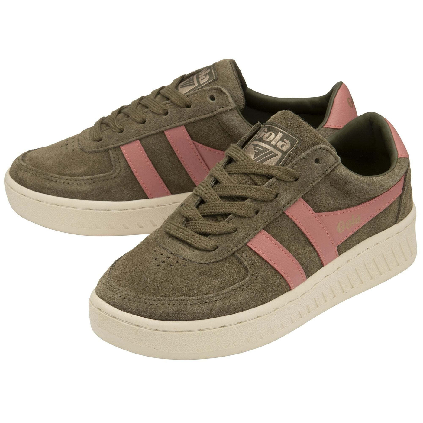 Gola Women's Grandslam Suede Sneaker, Khaki/Coral Pink, 8