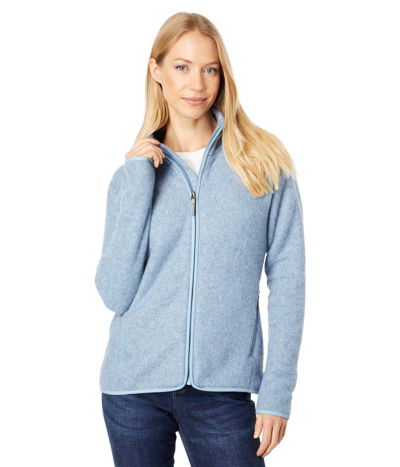 Smartwool Women’s Hudson Trail Merino Wool Fleece - Full Zip Jacket for Hiking, Skiing, Running, Cycling and Fall & Winter Outdoor Activities - Moisture-wicking Midlayer - L, Storm Blue