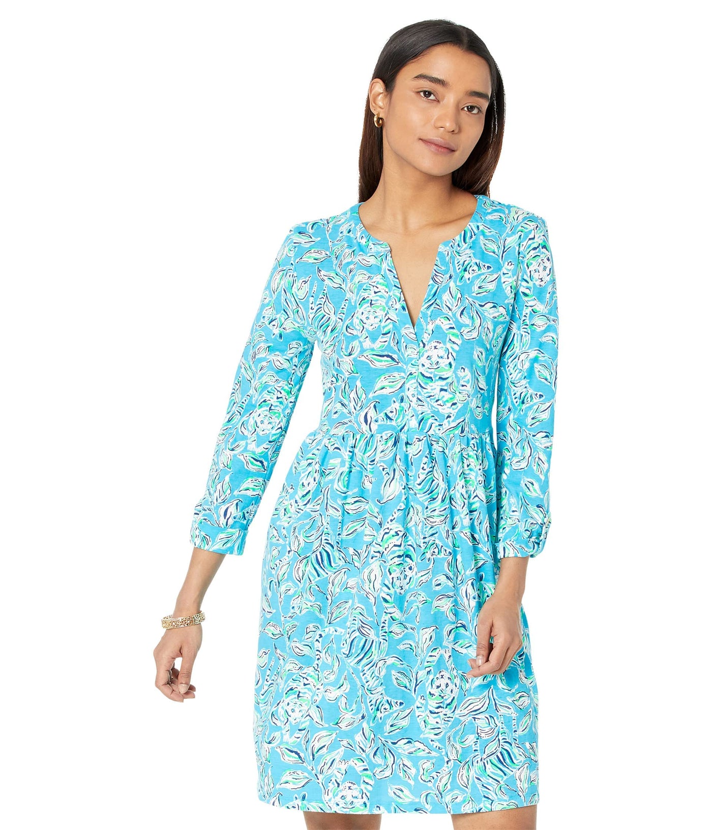 Lilly Pulitzer womens Loran Dress X-Small Turquoise Oasis Outta Line