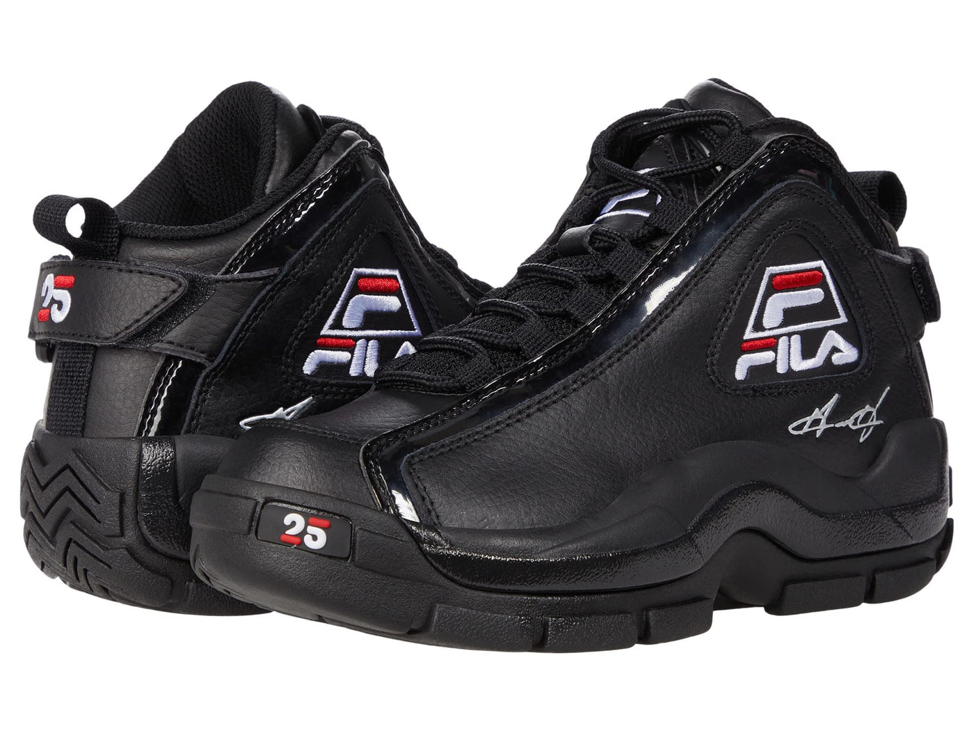 Fila Grant Hill 2 25th Anniversary (Big Kid) Black/White/Fila Red 6 Big Kid M