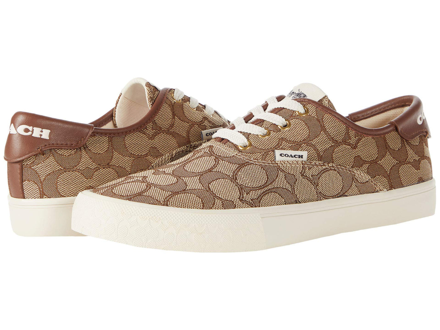 Coach Citysole Skate Sneakers for Women - Traditional Lace Closure with Cushioned Insole, Sleek and Fashionable Sneakers Khaki Jacquard 7 B - Medium