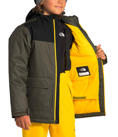 THE NORTH FACE Boy's Freedom Insulated Jacket (Little Kids/Big Kids) New Taupe Green/Lightning Yellow LG (14-16 Big Kids)