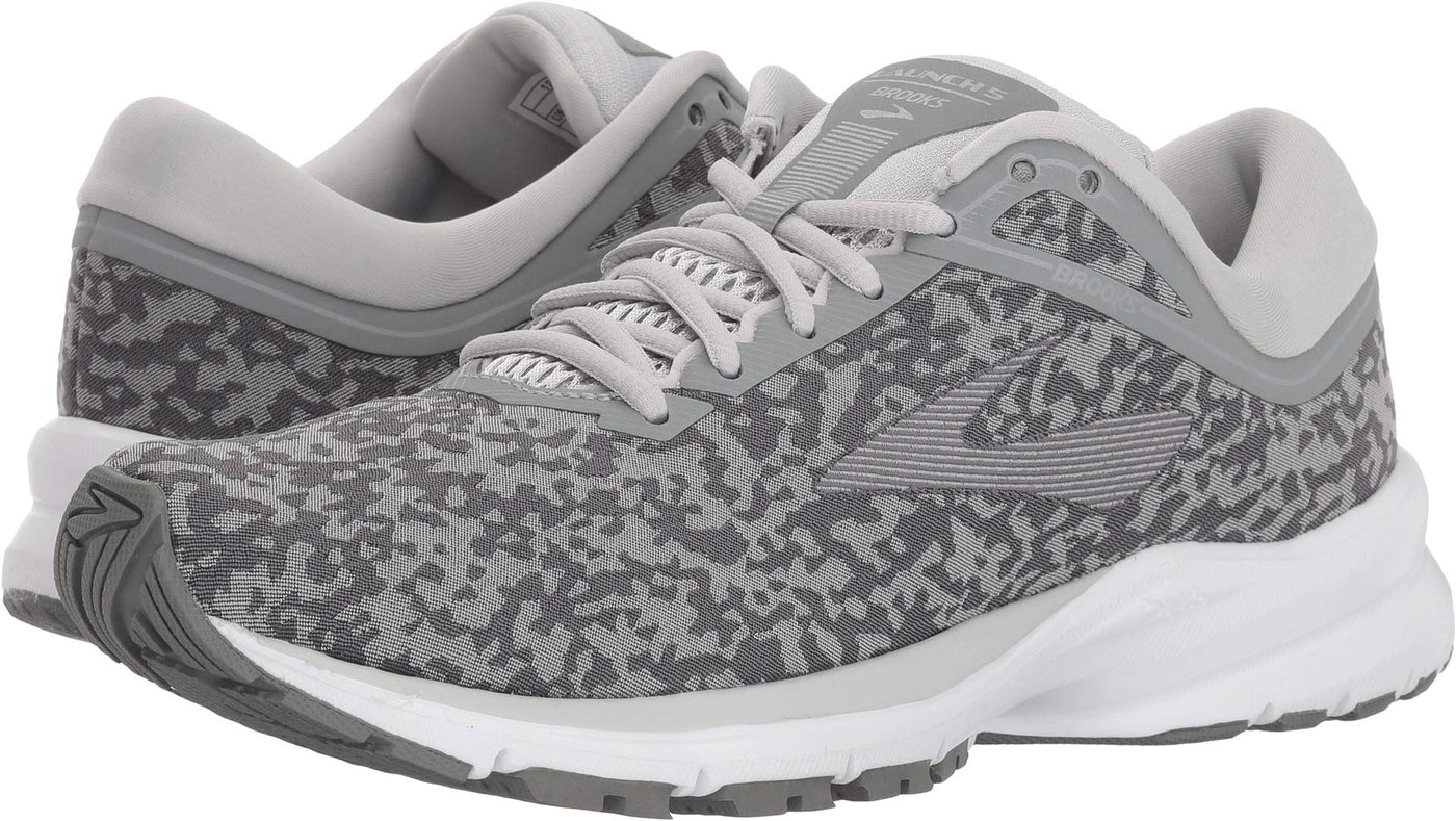 Brooks Women's Launch 5 Grey/Microchip/White , 9