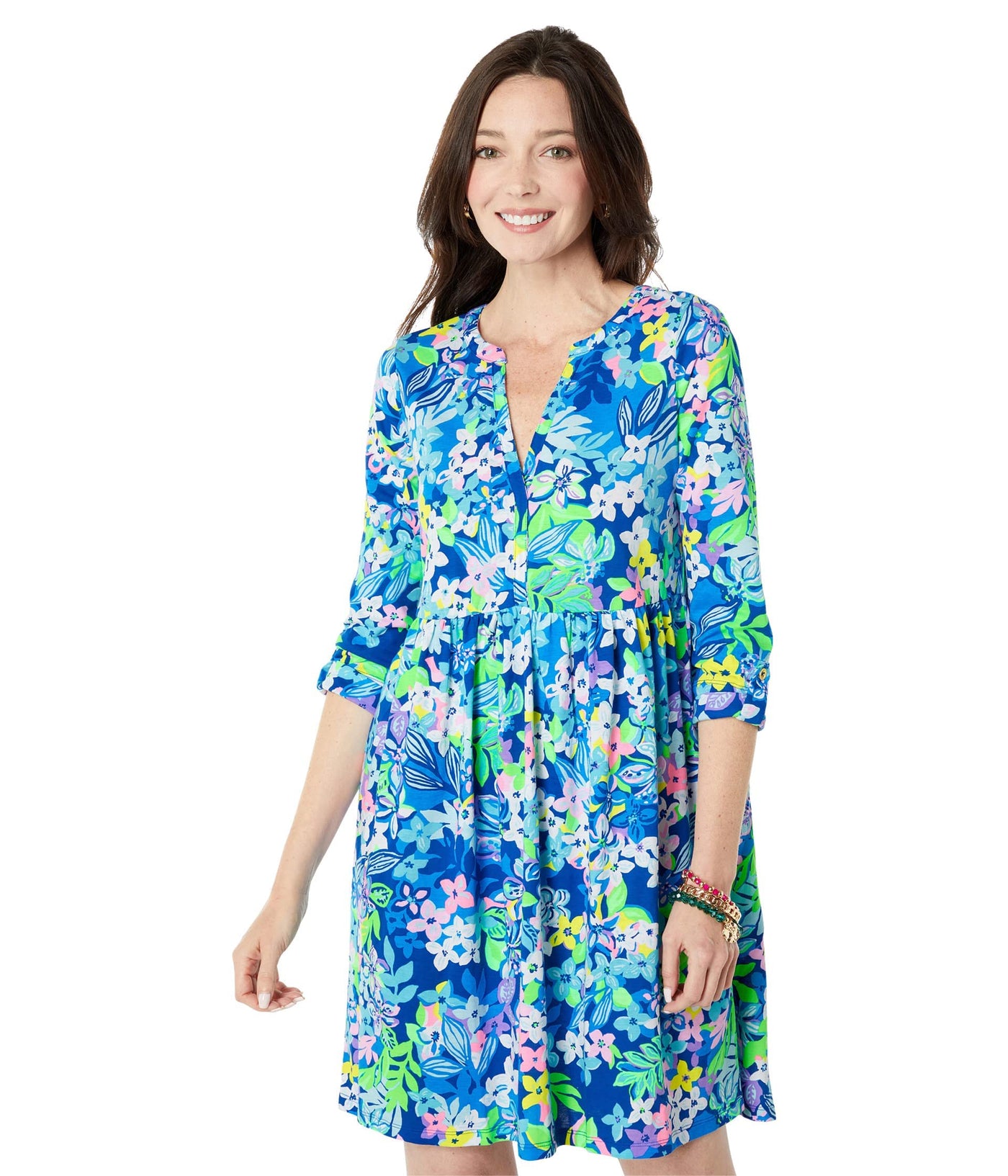Lilly Pulitzer Loran Dress Borealis Blue Social Sunset LG