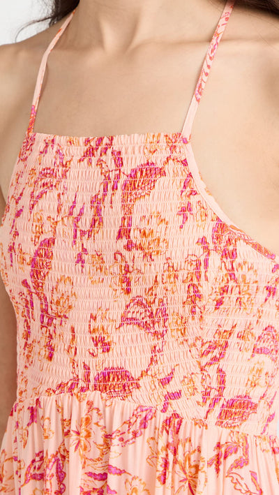 Free People Women's Heat Wave Printed Maxi Dress X-Large Dusk Coral