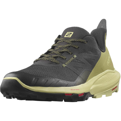 Salomon Men's OUTPULSE Hiking Shoes for Men, Black/Leek Green/Poppy Red, 9.5