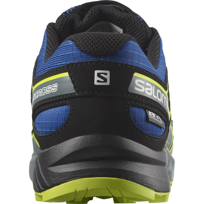 Salomon SPEEDCROSS CLIMASALOMON™ WATERPROOF Shoes for Kids, Nautical Blue / Black / Acid Lime, 2