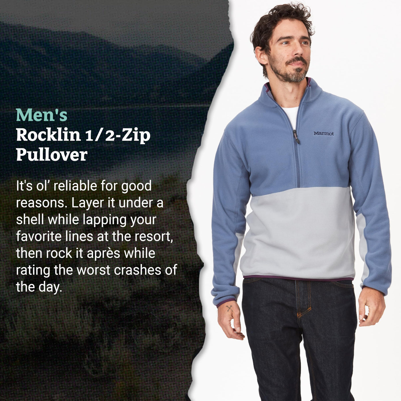 MARMOT Men's Rocklin 1/2 Zip Jacket - Classic, Warm, Lightweight 100-Weight Fleece Layer Large Storm/Sleet