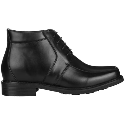 CALTO Men's Invisible Height Increasing Elevator Shoes - Black Premium Leather Lace-up Square-toe Ankle Boots - 3.2 Inches Taller - G9905 - Size 11 D(M) US