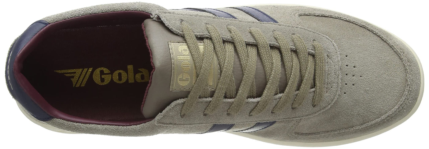 Gola Grandslam Suede - Sneakers for Men - Suede Leather Upper - Breathable Man-Made Lining - Low Profile Rhino/Navy/Burgundy 10 D - Medium