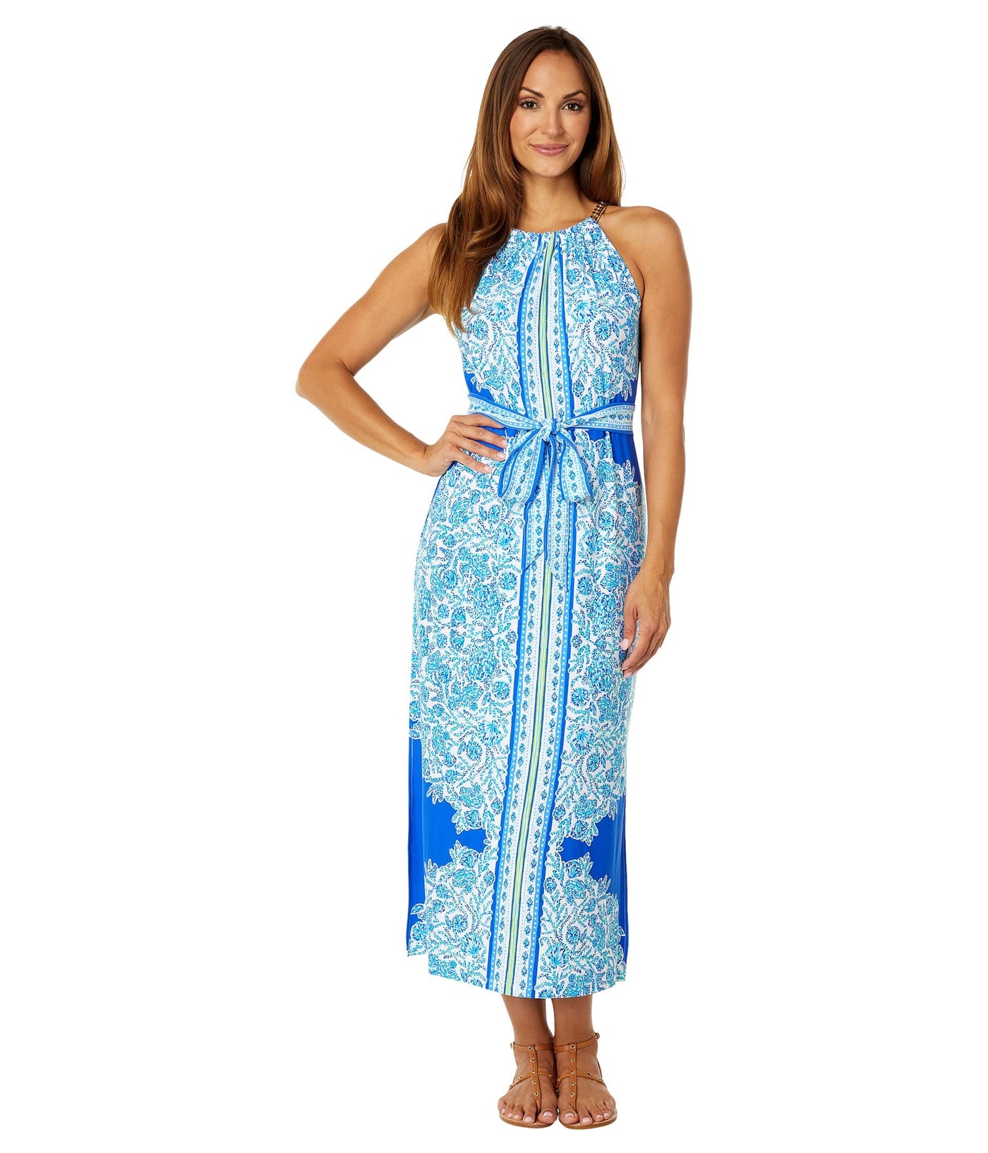 Lilly Pulitzer Womens Bingham Midi Dress Turquoise Oasis Shell Me You Love Me LG One Size