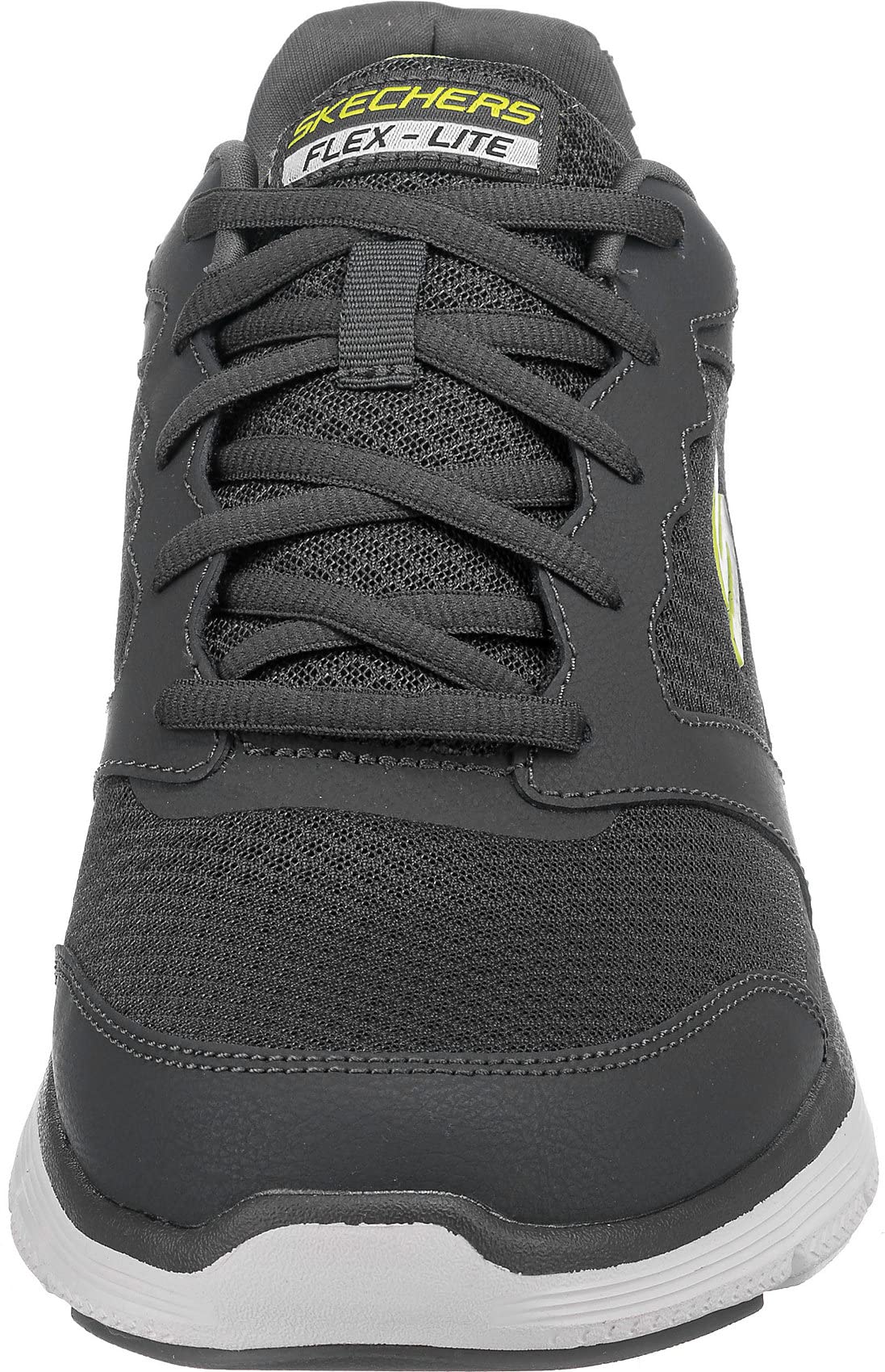 Skechers Men's Low-Top Trainer Sneaker, Charcoal Leather Mesh Pu Trim, 10