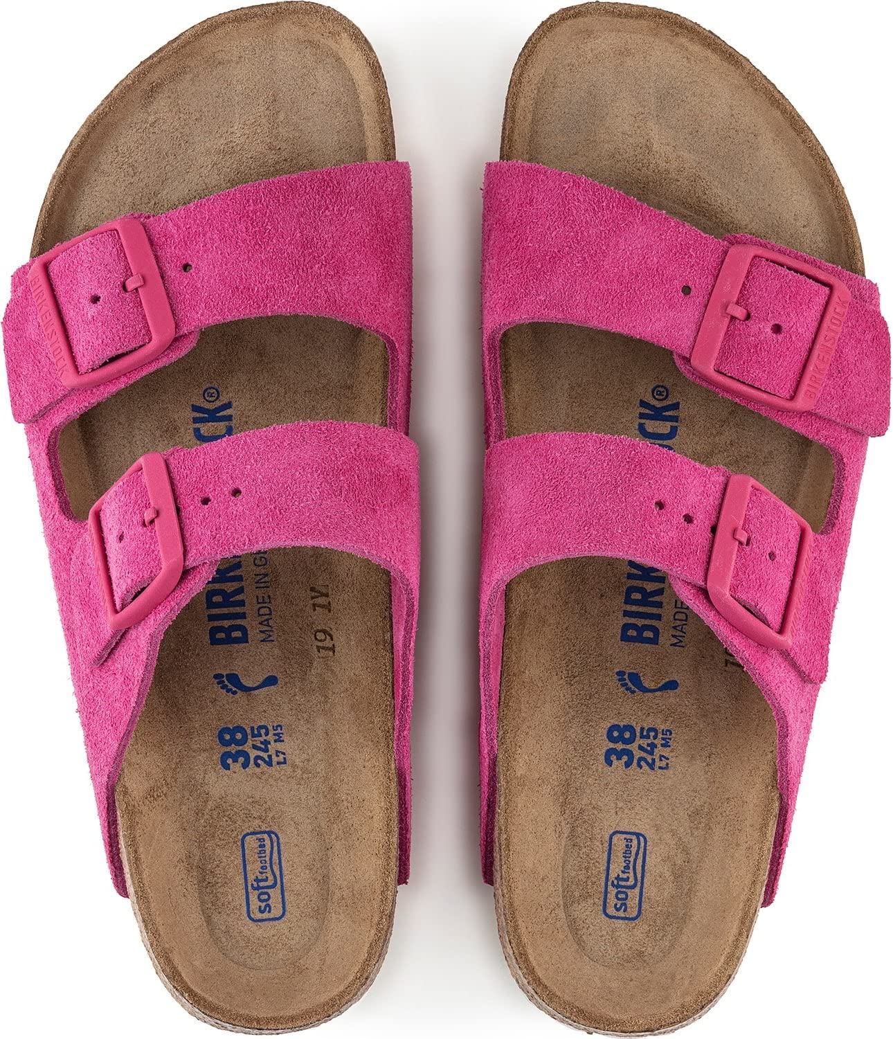 Birkenstock Unisex's Arizona Soft Suede Footbed, Fuchsia Tulip, 7 Narrow