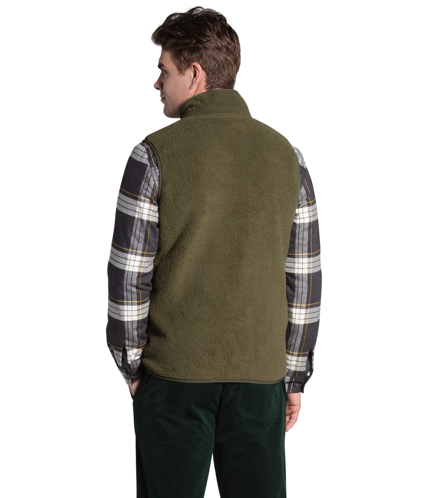 THE NORTH FACE Men's Dunraven Sherpa Vest, Burnt Olive Green/New Taupe Green, S