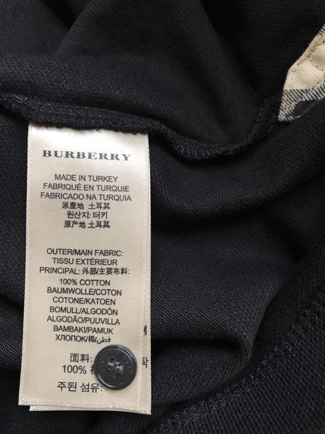 BURBERRY Brit Mens Short Sleeve nova Check Placket Polo Shirt (Small, Black)