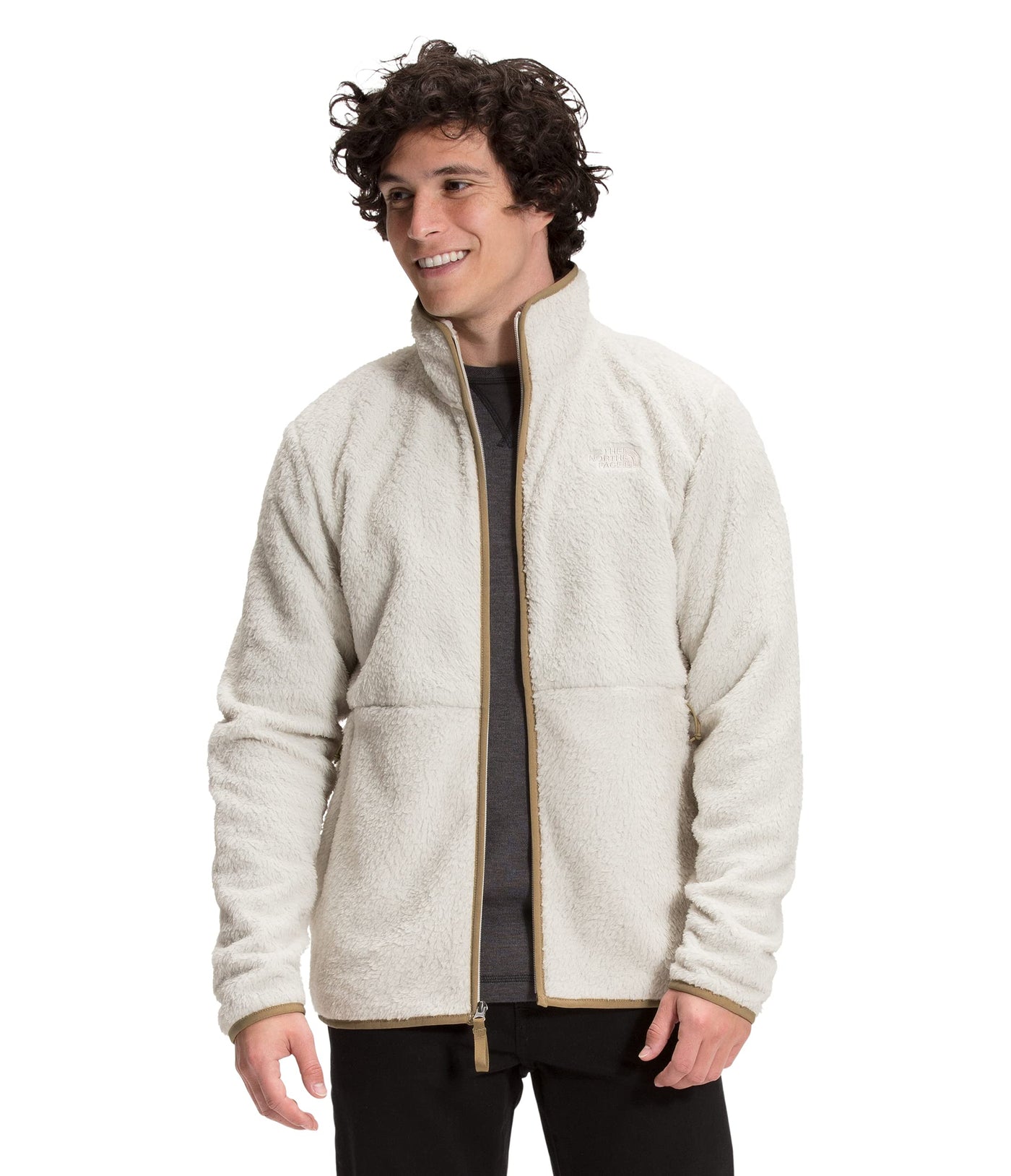 THE NORTH FACE Men's Dunraven Sherpa Full Zip, Moonlight Ivory/Kelp Tan, S