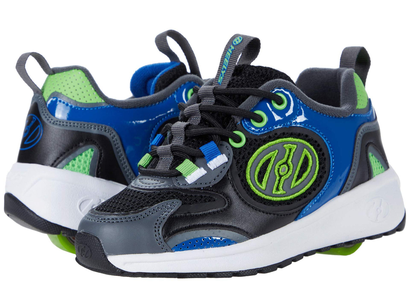 HEELYS boys 6Y&7W Black/Blue/Neon Green/Charcoal